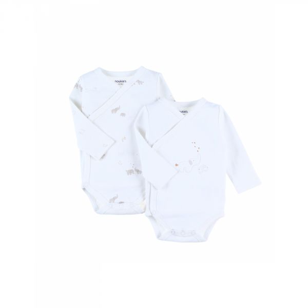 Lot de 2 bodies coton bio manches longues prématuré - Bali, Moka & Snow