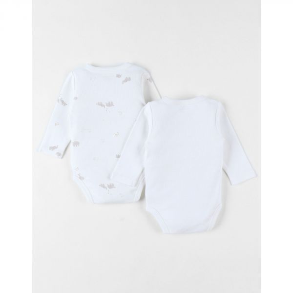 Lot de 2 bodies coton bio manches longues prématuré - Bali, Moka & Snow