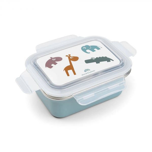 Lunch box enfant inox Deer friends bleu