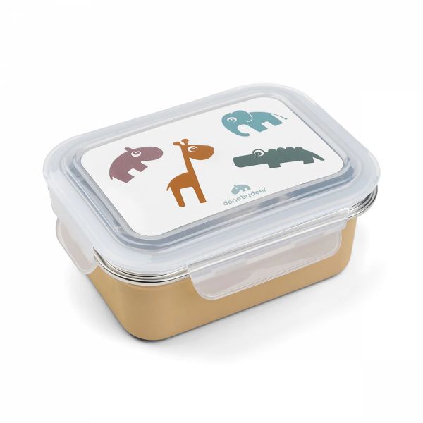 Lunch box enfant inox Deer friends moutarde