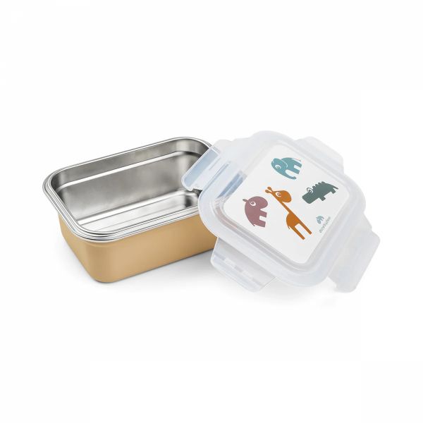 Lunch box enfant inox Deer friends moutarde