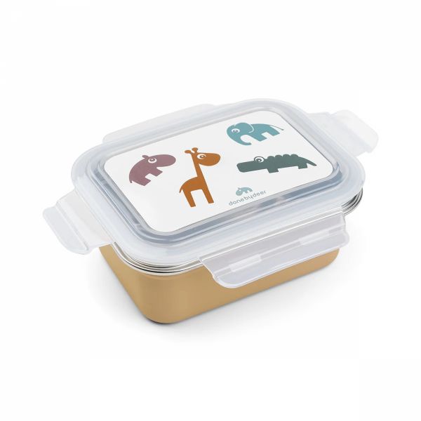 Lunch box enfant inox Deer friends moutarde