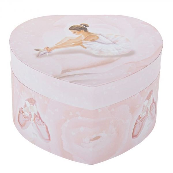 Coffret musical cœur phosphorescent Ballerine rose