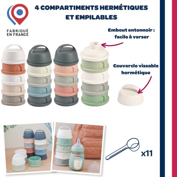 Boîte doseuse empilable 4 compartiments - Cotton white / Terracotta