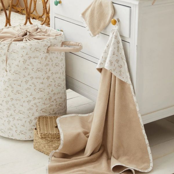 Cape de bain bébé avec gant de toilette Daydream - biscuit