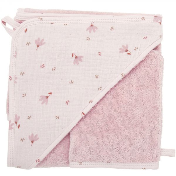 Cape de bain bébé avec gant de toilette Lovely Blossom - pétale