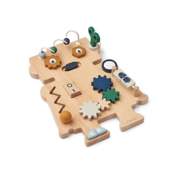 Tableau d'activités en bois Carola Robot Indigo blue multi mix