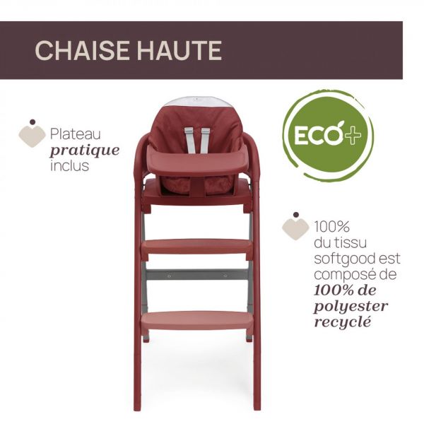 Chaise haute Crescendo Up 2 en 1 colorado red Re_Lux avec siège de naissance