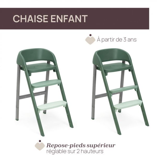 Chaise haute Crescendo Up 2 en 1 imperial green Re_Lux avec siège de naissance