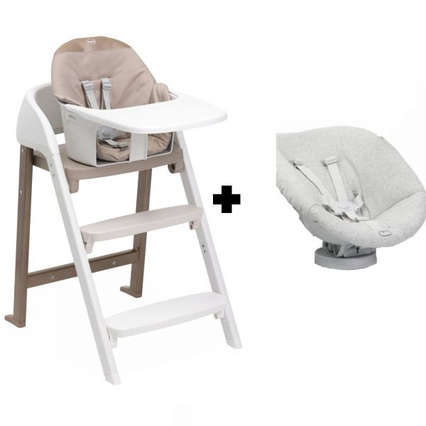 Chaise haute Crescendo Up 2 en 1 Pearl Cooper re_lux avec siège de naissance