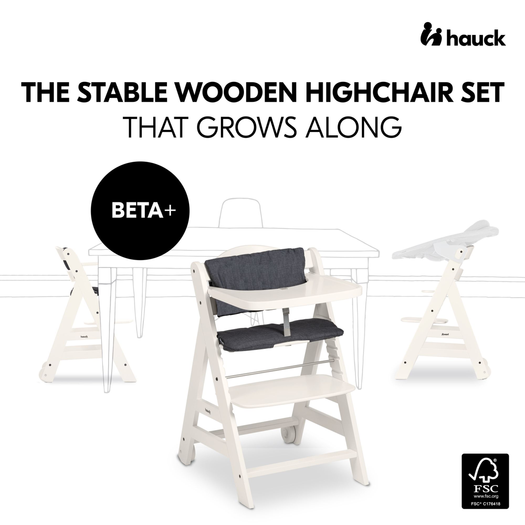 Chaise haute évolutive Beta+ 3 en 1 white - Made in Bébé