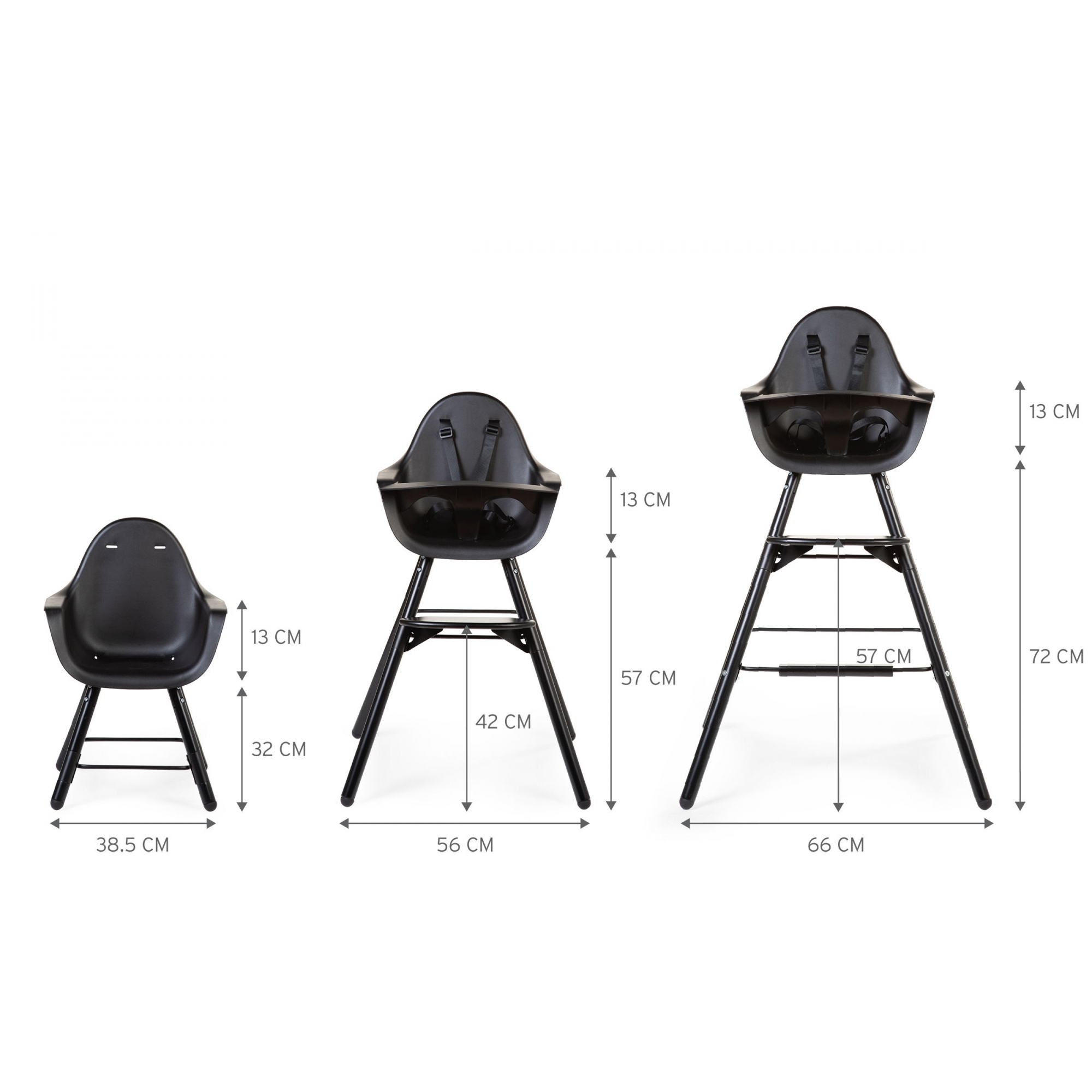 Chaise haute évolutive Evolu 2 + Pieds longs - Noir - Made in Bébé