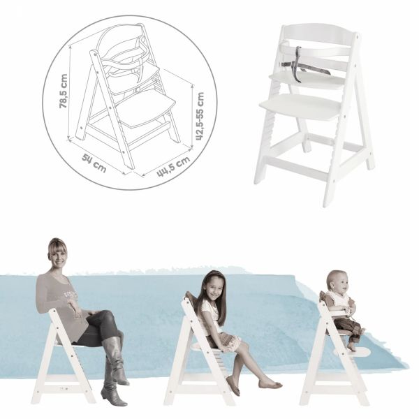 Chaise haute évolutive Sit Up lll bois blanc laqué