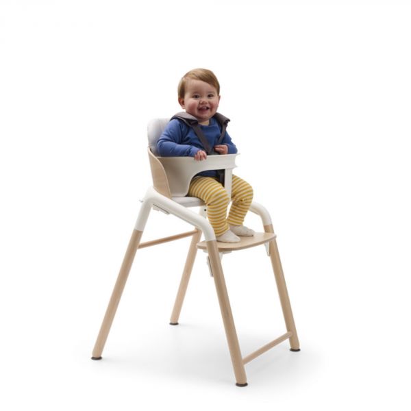 Chaise haute Giraffe avec baby set et tablette bois neutre et blanc