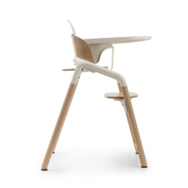 Chaise haute Giraffe avec baby set et tablette bois neutre et blanc