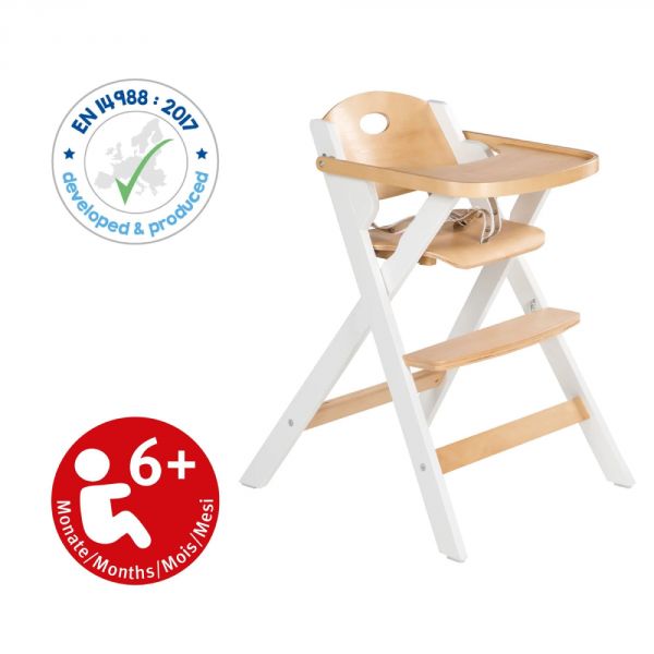 Chaise haute enfant pliable bois bicolore