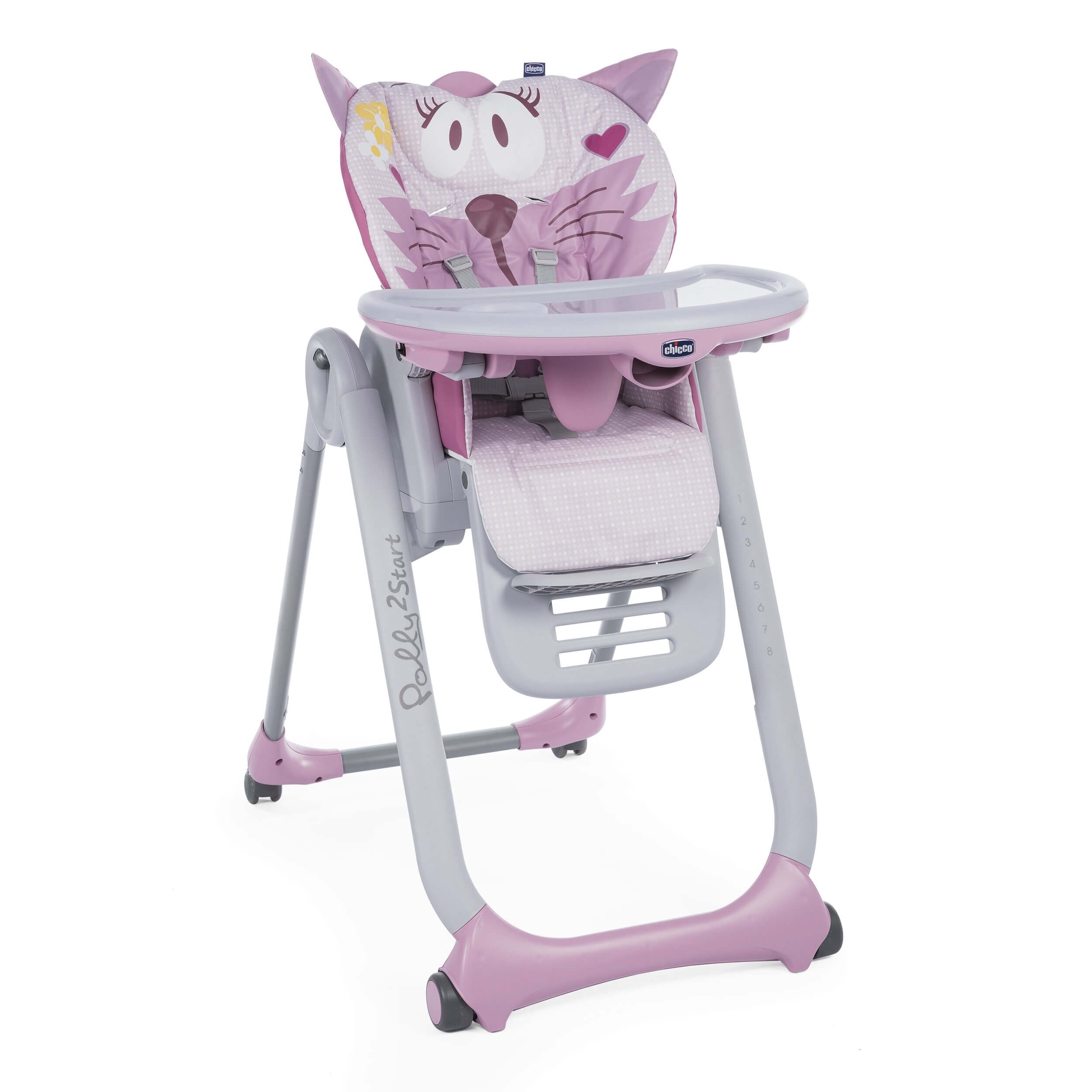 Chicco Chaise Haute Polly 2 Start 4 Roues Miss Pink Made In Bebe