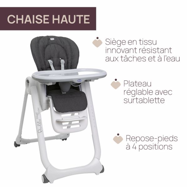 Chaise haute Polly Magic Relax Grey Melange