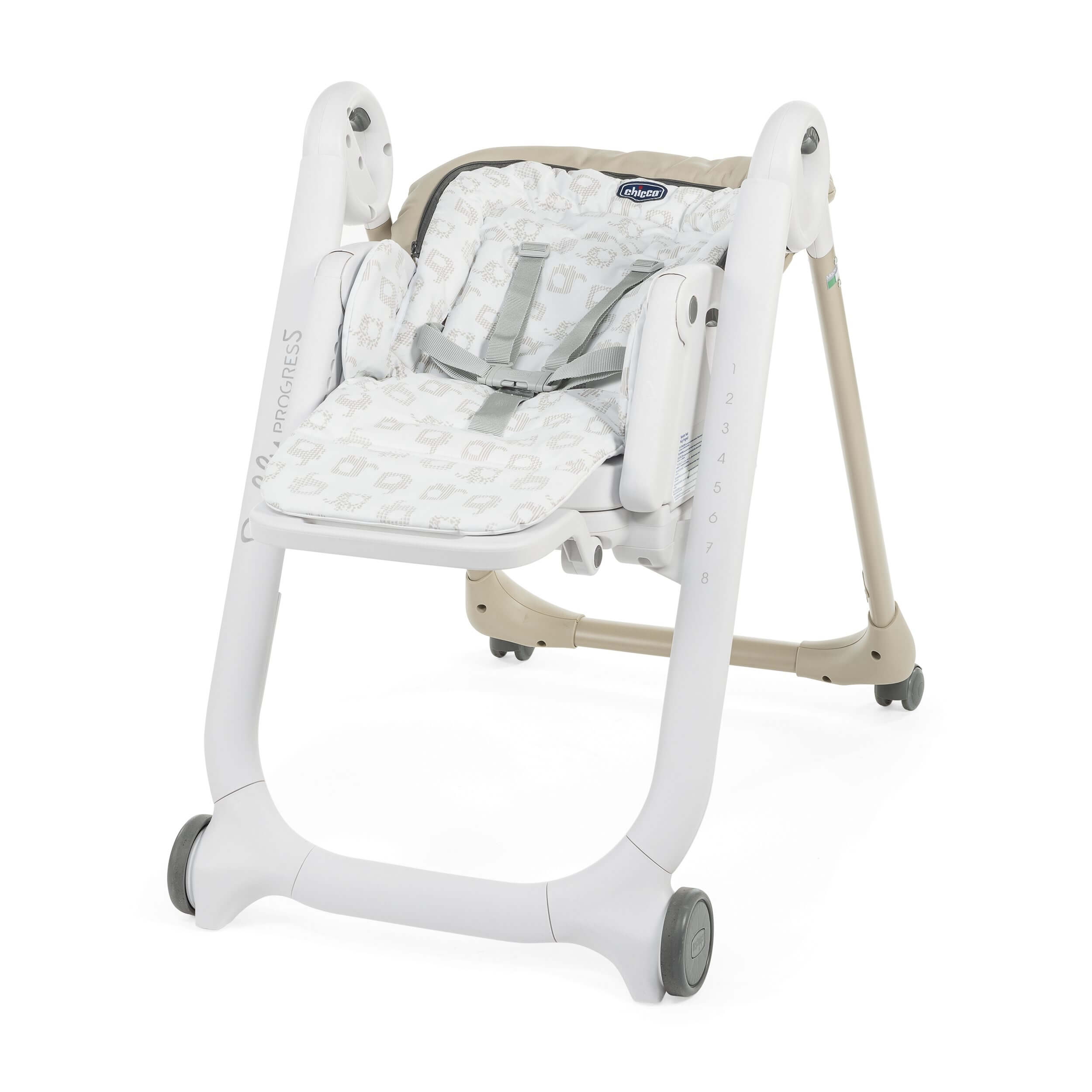 Chicco Chaise Haute Polly Progres5 4 Roues Beige Made In Bebe