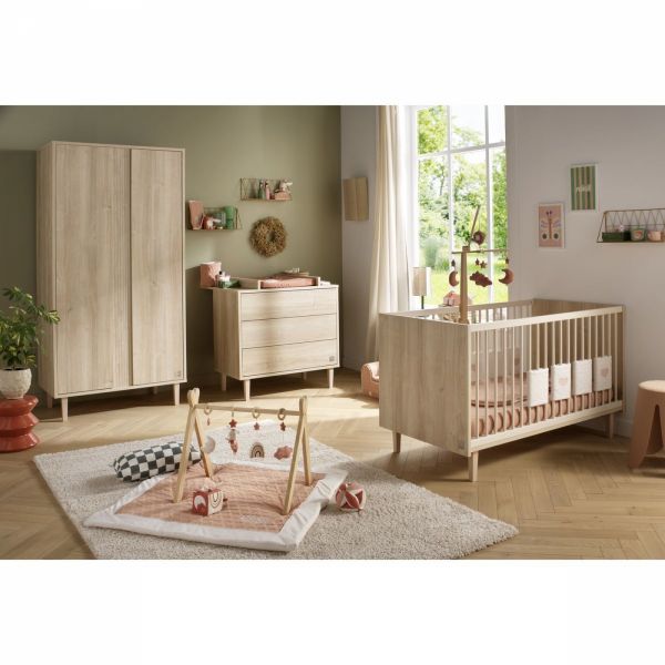 Chambre bébé duo lit little big bed + commode 3 tiroirs Paloma bois