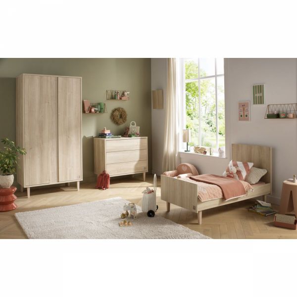 Chambre bébé duo lit little big bed + commode 3 tiroirs Paloma bois