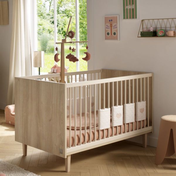 Chambre bébé duo lit little big bed + commode 3 tiroirs Paloma bois