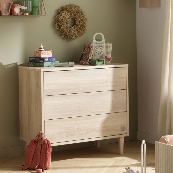 Chambre bébé duo lit little big bed + commode 3 tiroirs Paloma bois