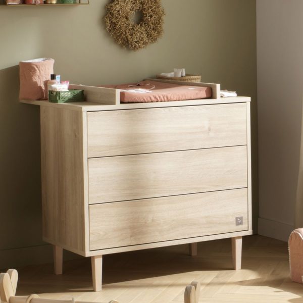 Chambre bébé duo lit little big bed + commode 3 tiroirs Paloma bois