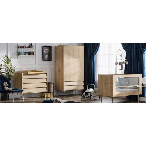 Chambre DUO Bosque New bois Lit 70x140 + Commode - Vox