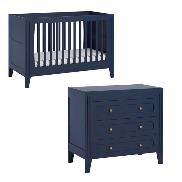 Chambre duo lit 70x140 + commode indigo - Collection Milenne by Vox