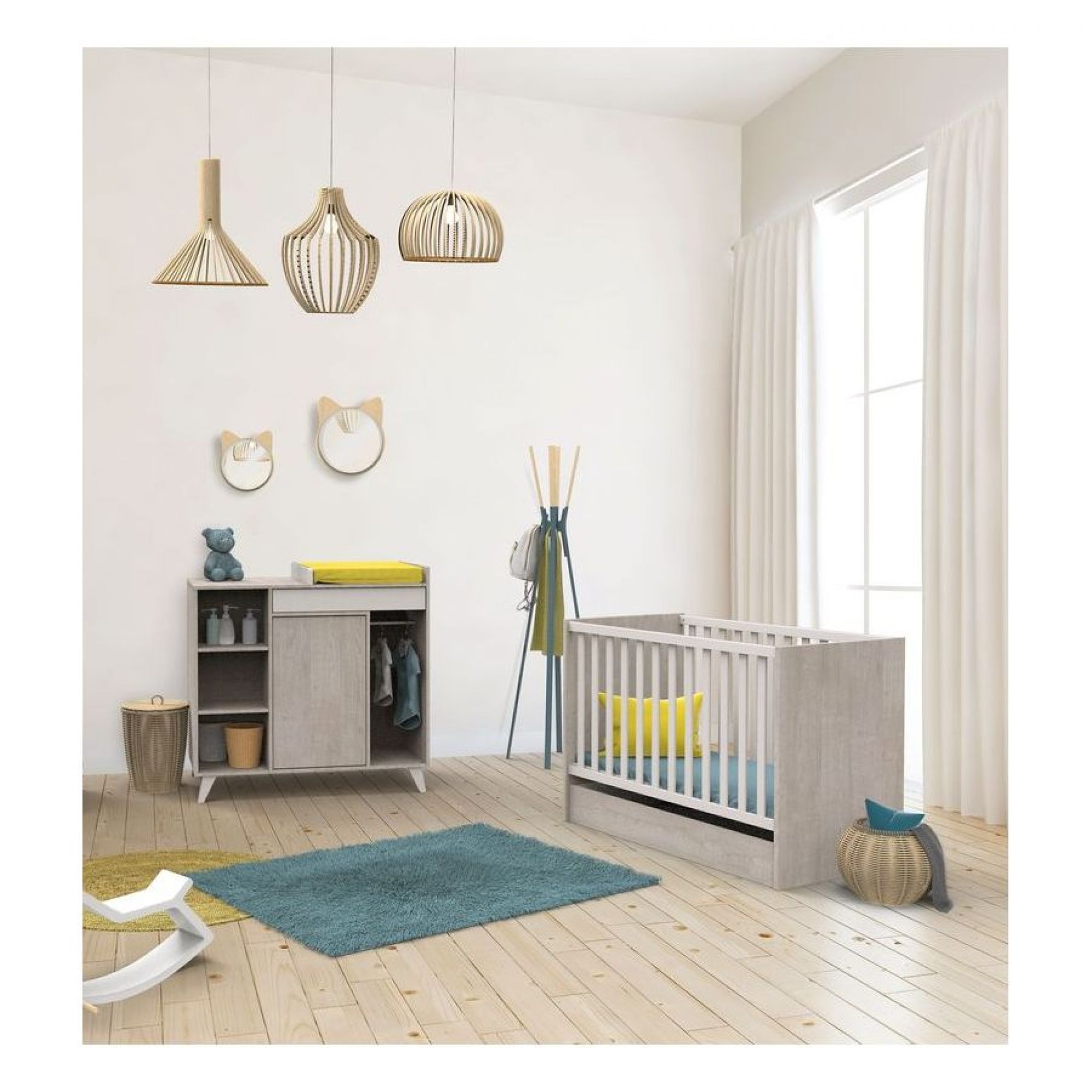 Sauthon Meubles Chambre Duo Lit 60x1 Cm Commode Nova Gris Loft Made In Bebe