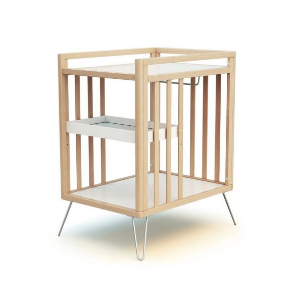 Chambre duo lit bébé only de Jurababy 60x120 hêtre et acier + table a langer