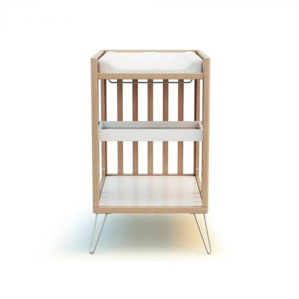 Chambre duo lit bébé only de Jurababy 60x120 hêtre et acier + table a langer