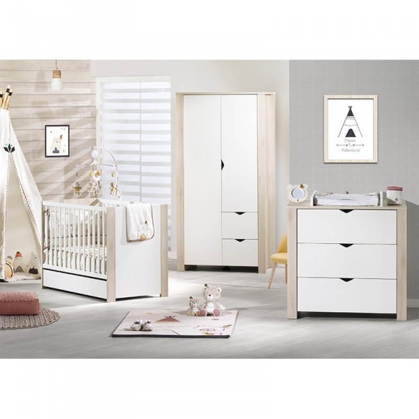 Sauthon Meubles Chambre Duo Lit Evolutif Bebe Little Big Bed 70x140 Cm Commode Tipee Made In Bebe