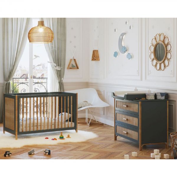 Chambre Duo Océania Silex Lit 60x120 cm + Commode