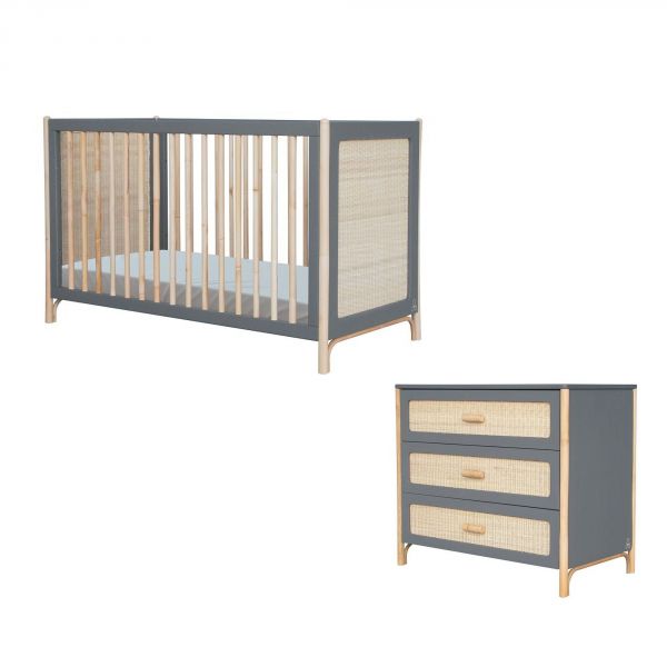 Chambre Duo Océania Silex Lit 60x120 cm + Commode