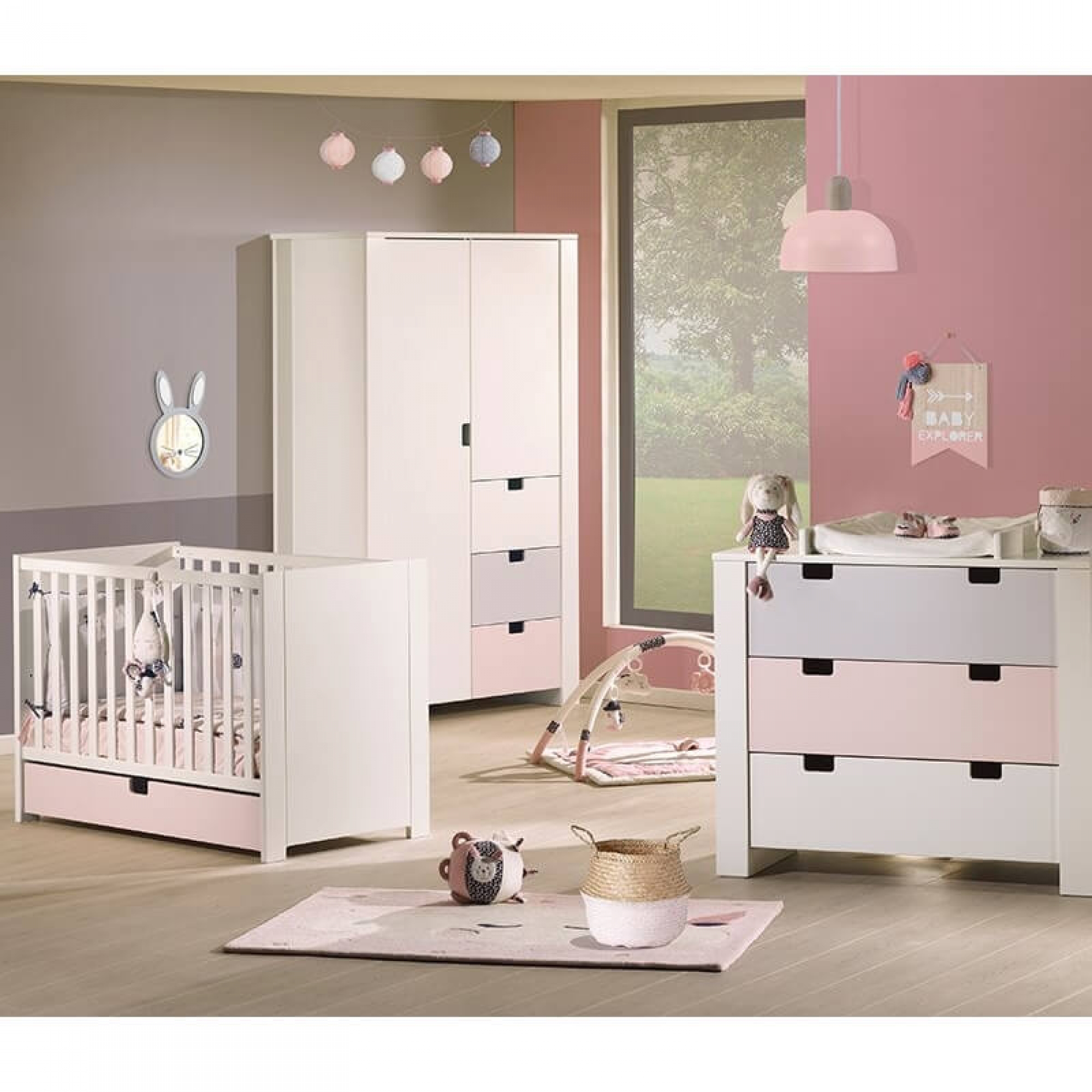 Sauthon Meubles Chambre Trio Lit 60x1 Cm Armoire Commode City Girl Made In Bebe