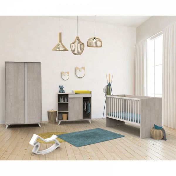 Sauthon Meubles Lit Combine Evolutif 70x140 En 140x0 Tiroir De Lit Nova Gris Loft Made In Bebe