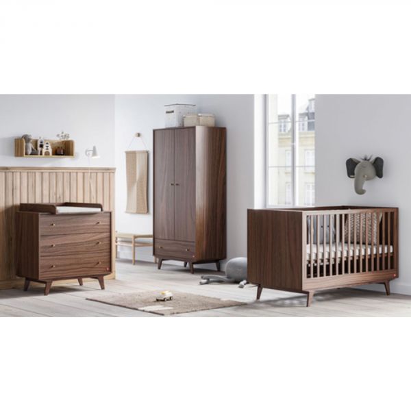 Chambre TRIO Mid ll Lit 70x140 + Commode + Armoire Noix - Vox