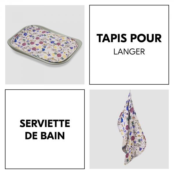 Serviette à langer pour matelas à langer Beige Floral