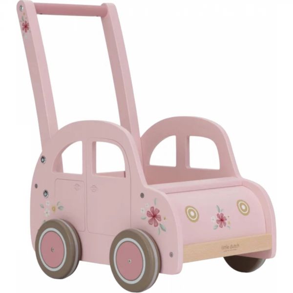 Chariot de marche voiture en bois FSC - Rose