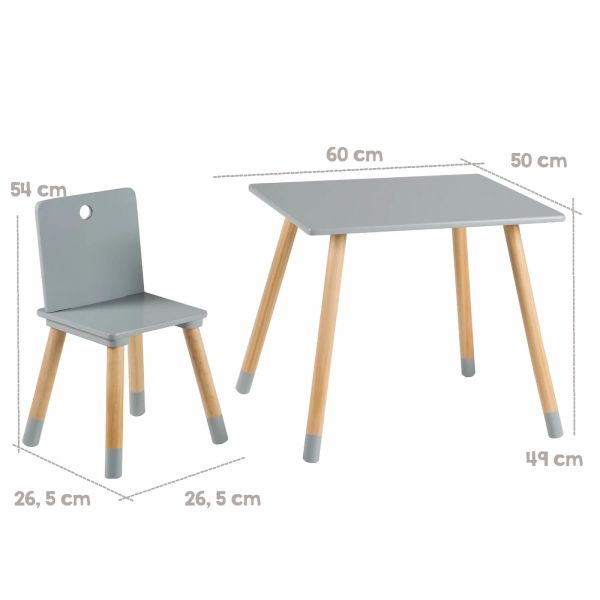 Ensemble table et chaises enfant gris laqué