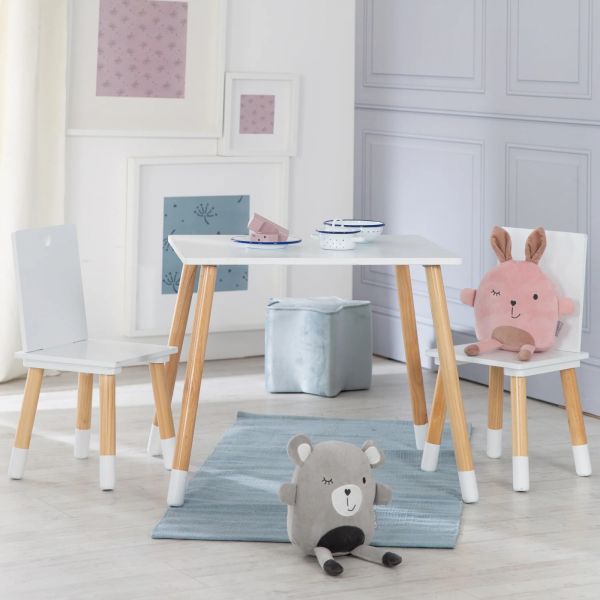 Ensemble table et chaises enfant blanc laqué