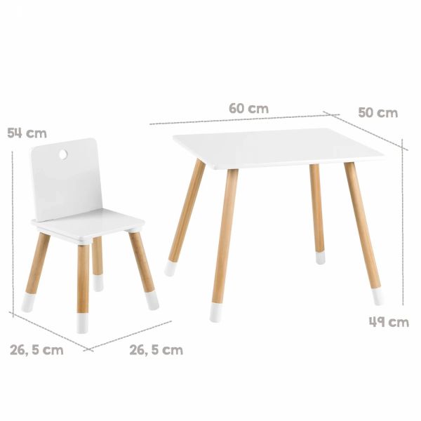 Ensemble table et chaises enfant blanc laqué