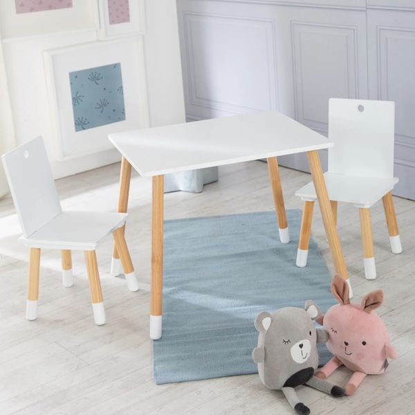 Ensemble table et chaises enfant blanc laqué