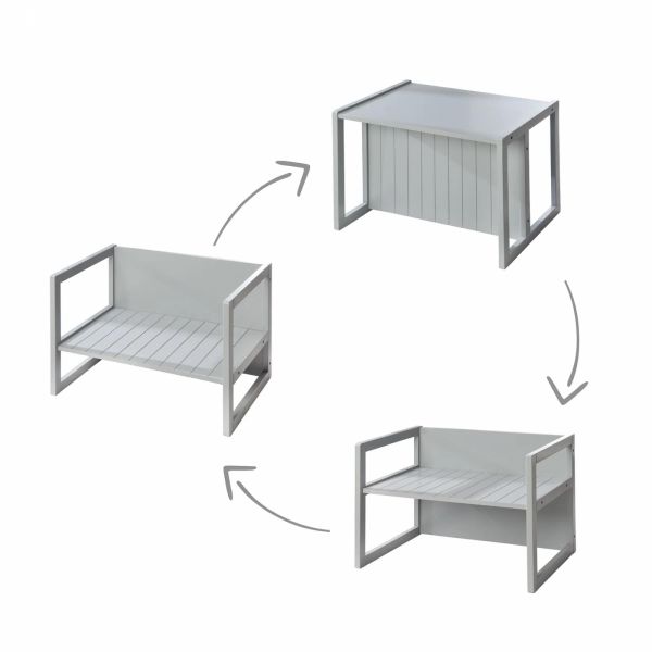 Ensemble tabourets et banc enfant gris