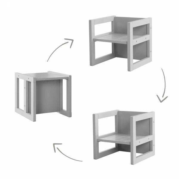 Ensemble tabourets et banc enfant gris