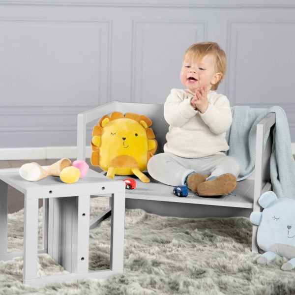 Ensemble tabourets et banc enfant gris