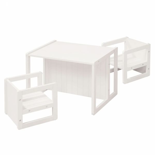 Ensemble tabourets et banc enfant blanc