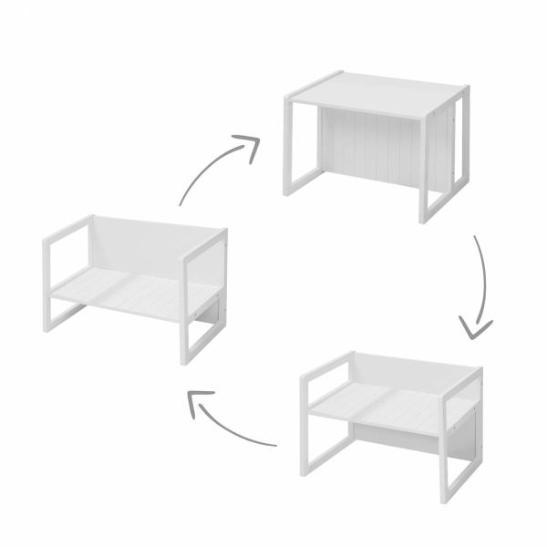 Ensemble tabourets et banc enfant blanc